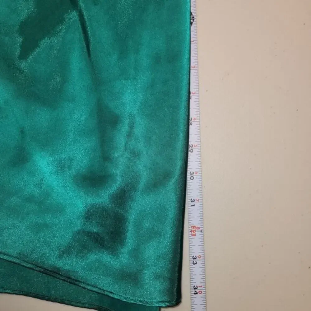 Vintage‎ Satin Lace Trim Nightgown Camisole Top Emerald Green L